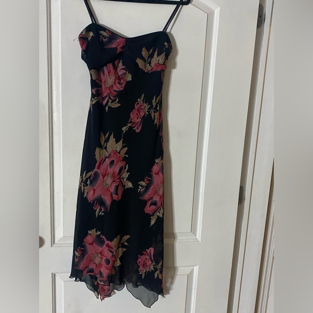 Floral Black Midi Dress